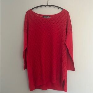 August Silk Red Diamond Pattern Top